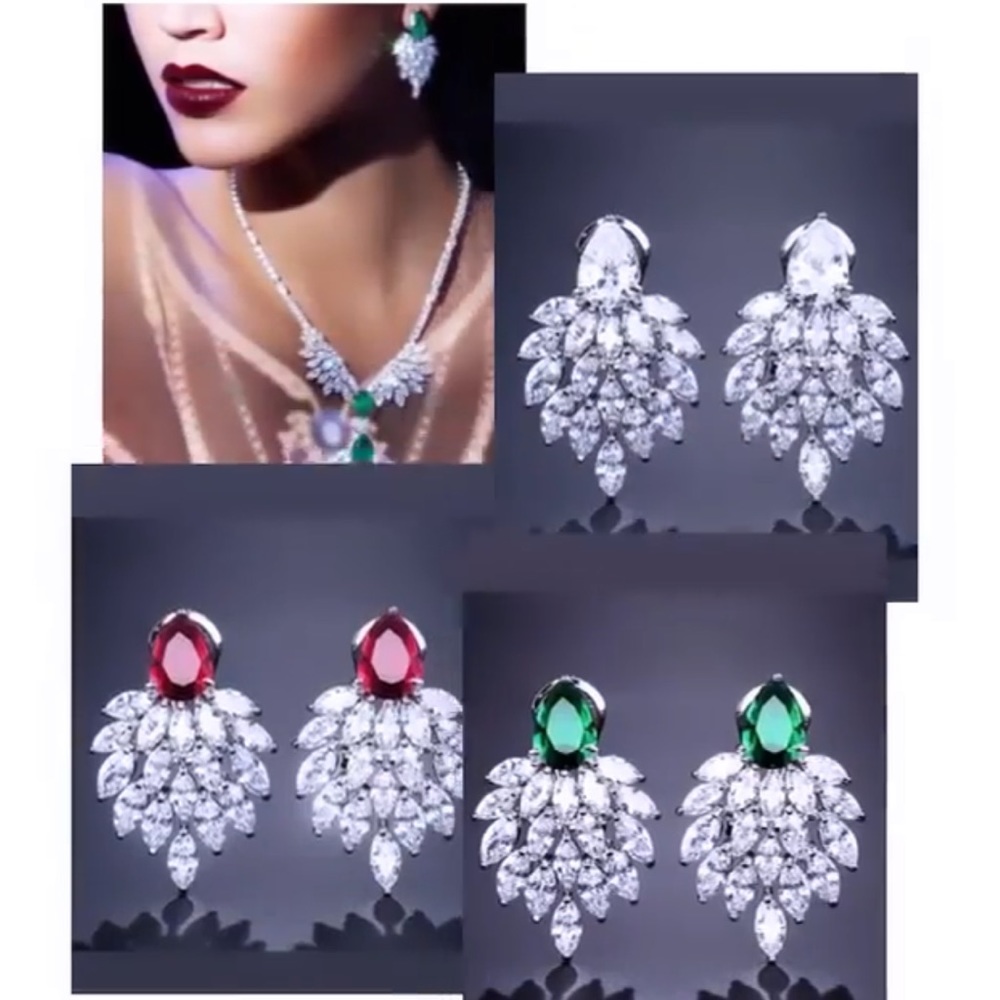 Clear Diamond Cz Silver Earrings